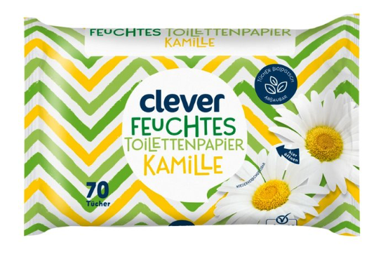 Clever Feuchtes Toilettenpapier Kamille 140 Blatt
