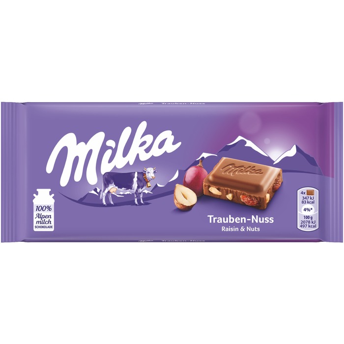 Milka Schoko 100g, Trauben Nuss	