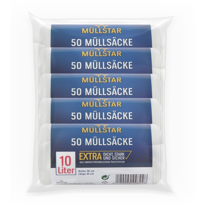 Müllsäcke weiß 10l 5x50 Stück