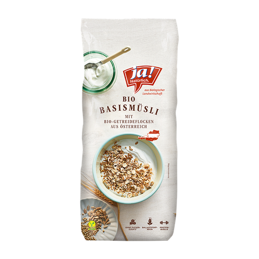 Ja! Natürlich Bio Bio-Basismüsli mit Getreideflocken aus Österreich 1000g