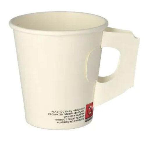 25 STK Trinkbecher mit Henkel, Pappe 0,18 l Ø 7,3 cm · 7,8 cm weiss